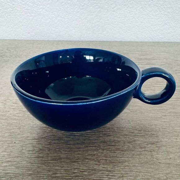 Navy Blue Japanese Glazed Ceramic Tea Mug Cup Stacked Set - Picture 7 of 9